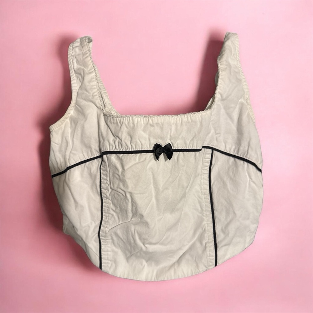 Forever 21 Cream Crop Top with Black Trim